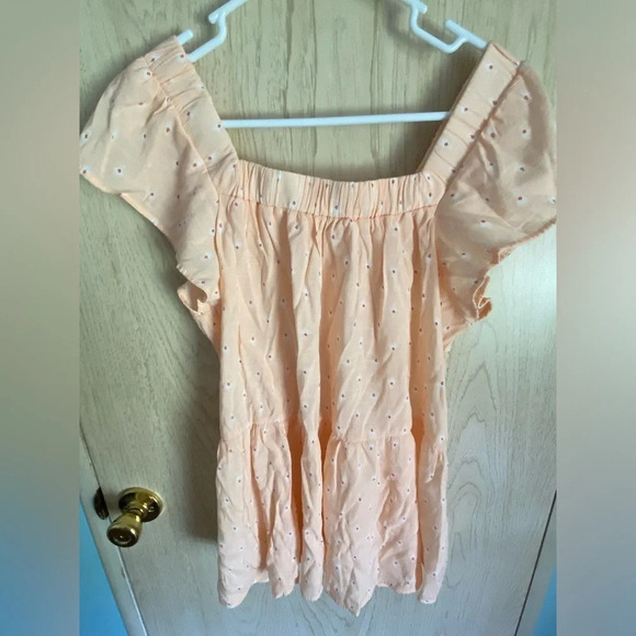 Wonderly Peach Tiered Ruffle Sleeve Blouse Top Shirt Sz Large - Picture 7 of 7